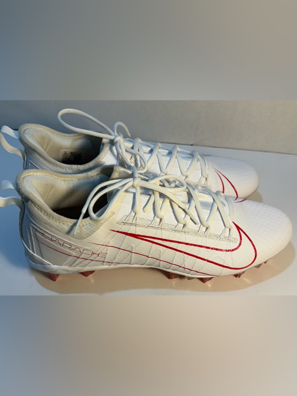 NIKE ALPHA HUARACHE 7 PRO LAX CLEATS WHITE/UNIVERSITY RED CJ0265-111 MEN'S 16